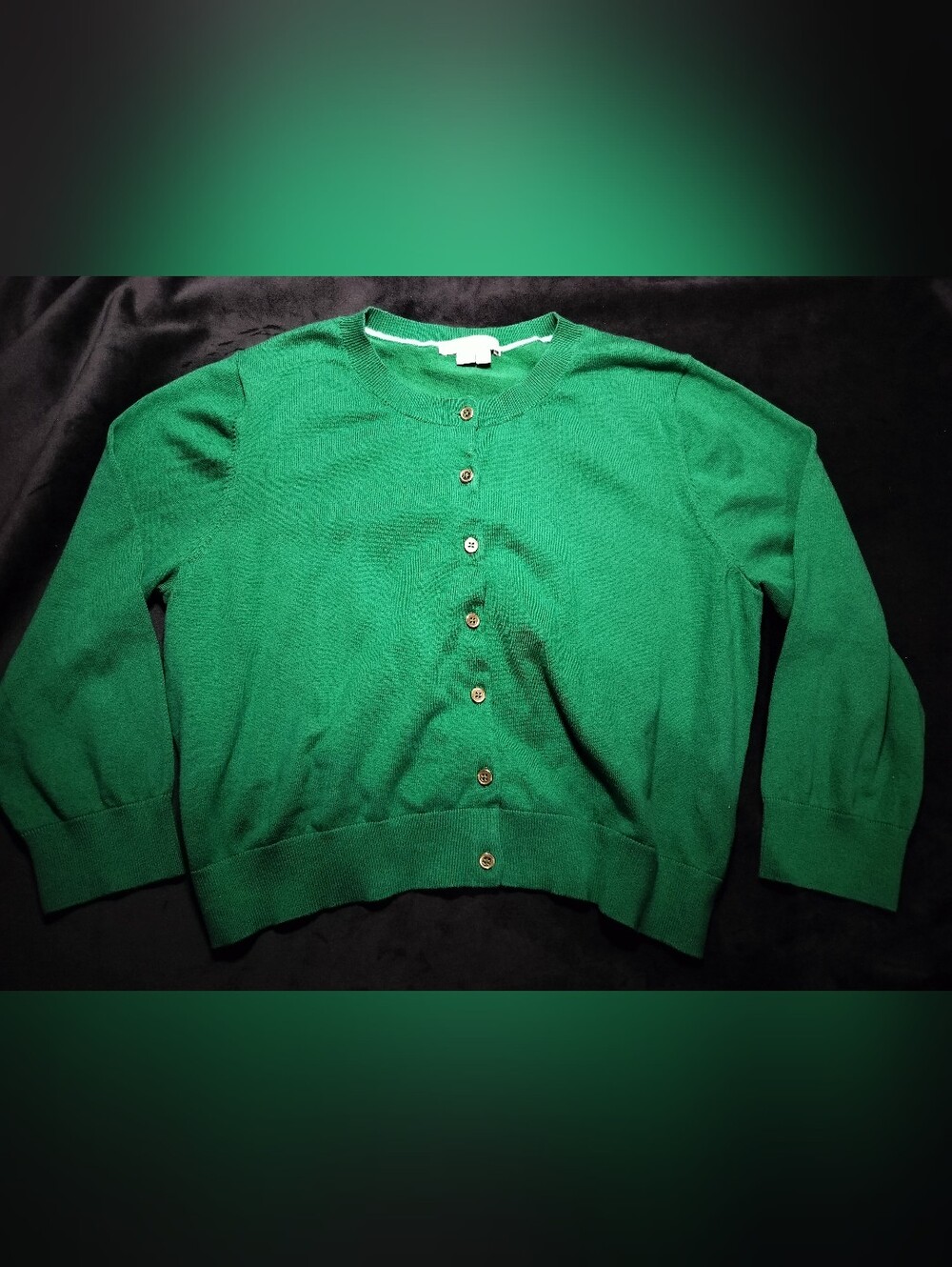 EUC Boden Emerald Green Cotton Blend Button Front Women's Cardigan Sweater Large